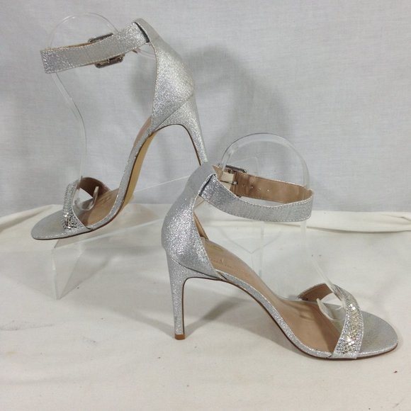 Mix No. 6 Women's Silver Glitter Ankle Strap Heels Size 8.5M - Picture 4 of 9